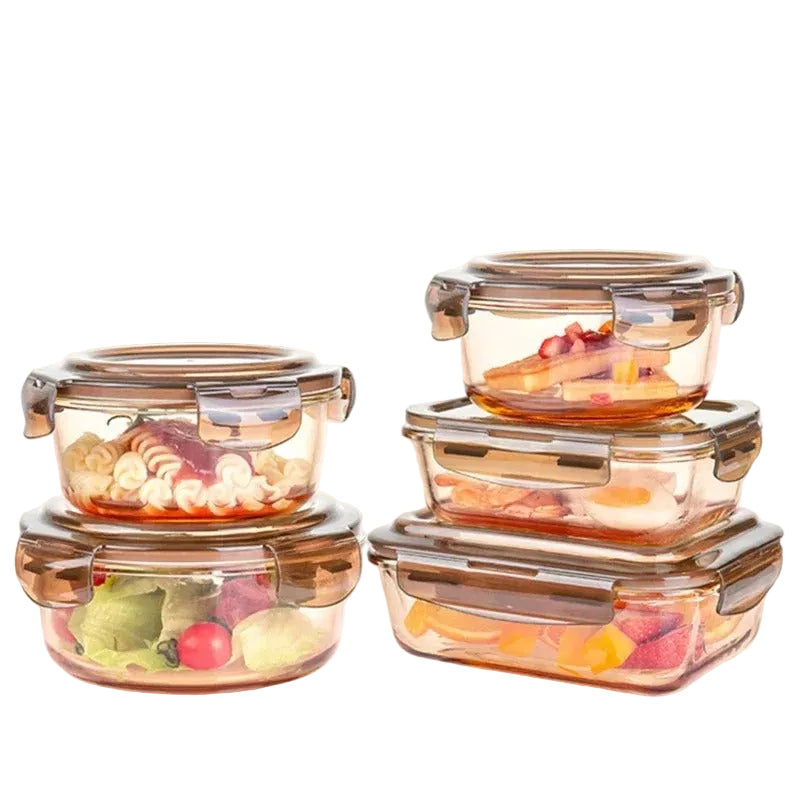 Boîte hermétique aliment en verre avec couvercles en silicone, idéale pour conserver des aliments en toute sécurité