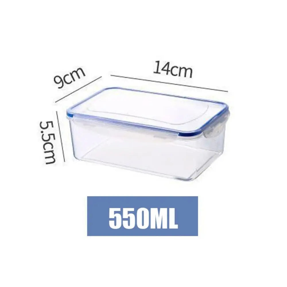 Boîte hermétique alimentaire en plastique transparent de 550ML avec couvercle bleu
