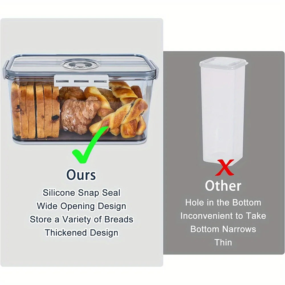 Boîte Hermétique Frigo avec Drainage – 30,5 cm pour conserver pain et pâtisseries avec joint en silicone et design large