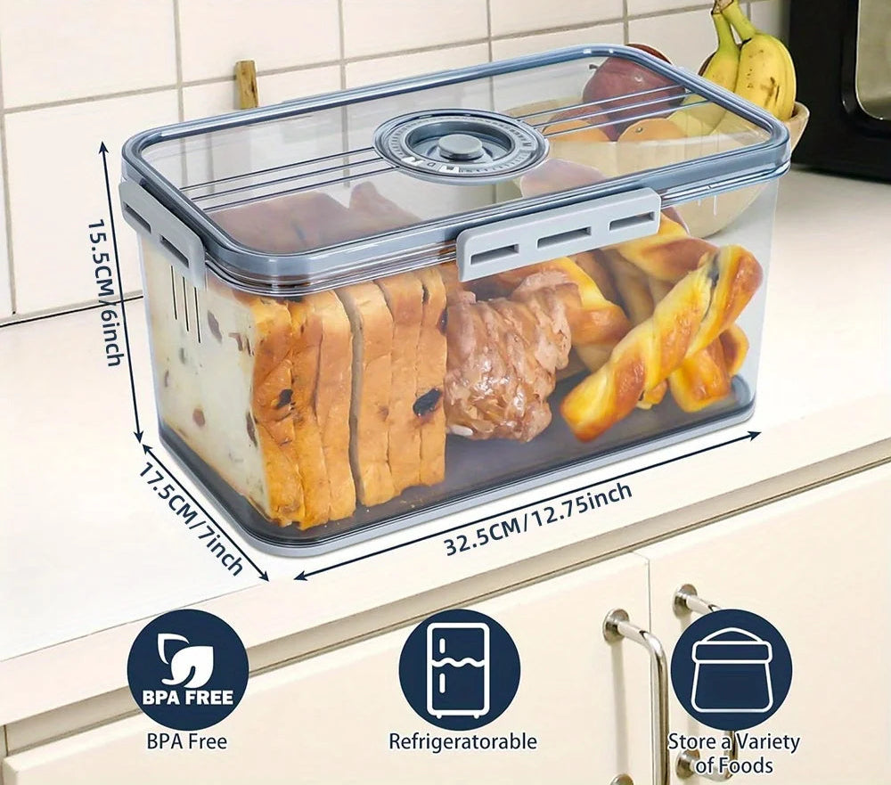 Boîte Hermétique Frigo avec Drainage – 30,5 cm pour conserver pain et nourriture fraîche