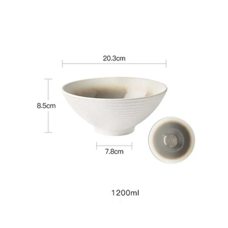 Bol à Ramen en Céramique Style Japonais 1,2 L avec des dimensions de 20,3 x 8,5 cm
