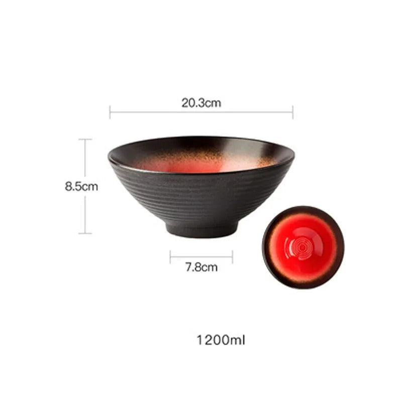 Bol à Ramen en Céramique Style Japonais 1,2 L avec Design Élégant et Dimensions Pratiques