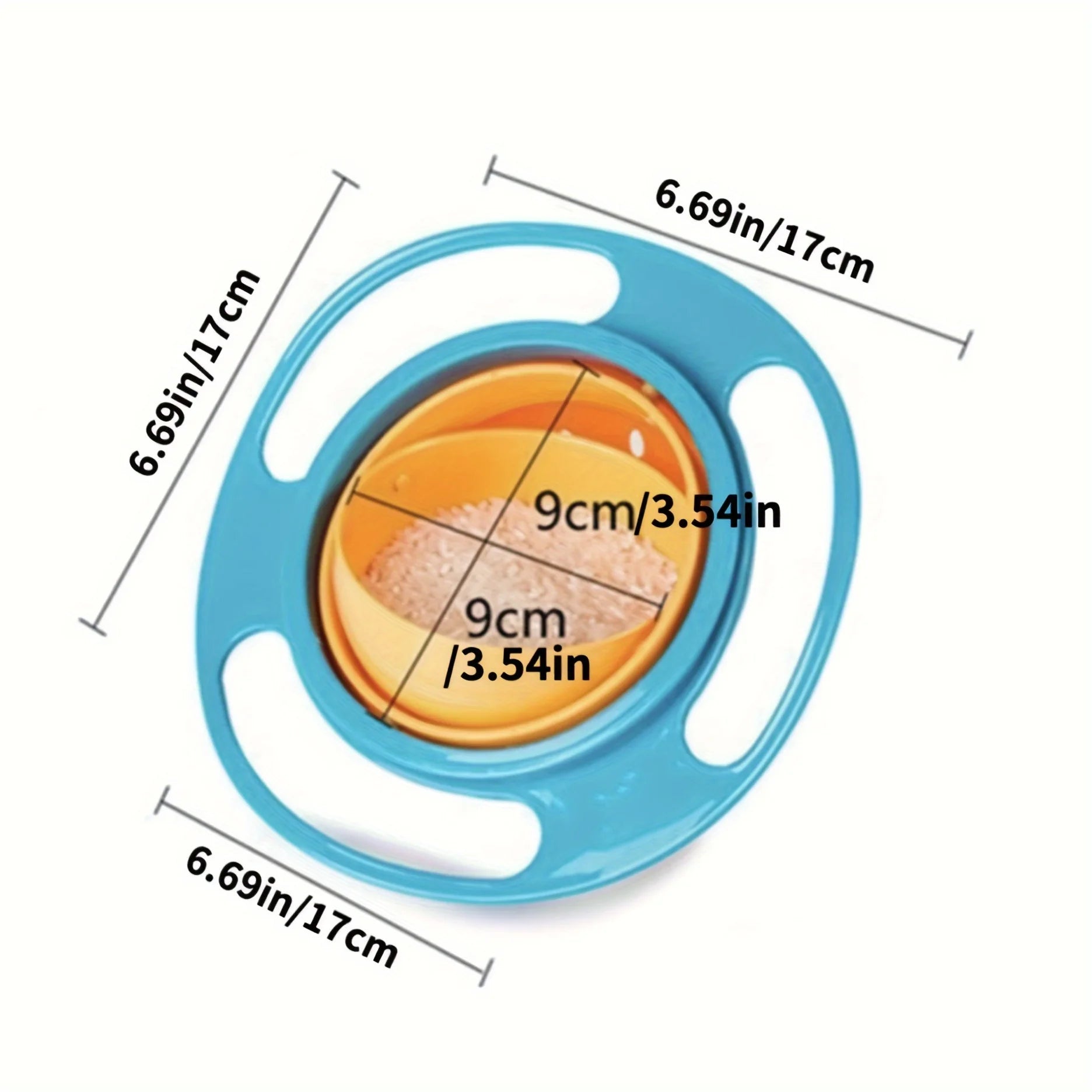 Bol Anti-Déversement Bébé – Gyroscopique avec Couvercle bleu pour éviter les renversements