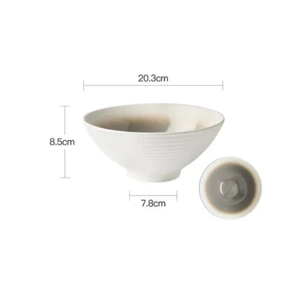 Bol en Céramique Émaillée 20,3 cm – Style Rétro blanc avec dimensions indiquées de Ustensile de chef