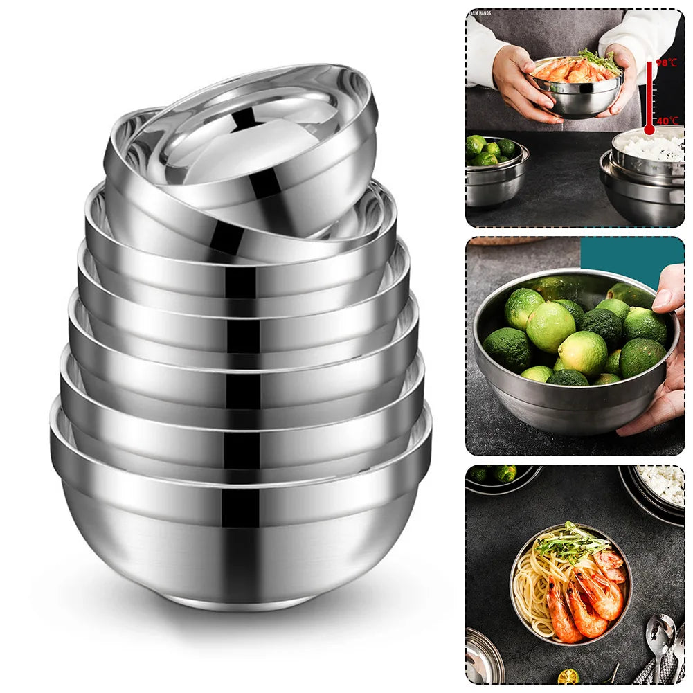 Bol Inox Cuisine – Résistant, Léger, Plusieurs Tailles, ensemble de bols en acier inoxydable empilables pour cuisine