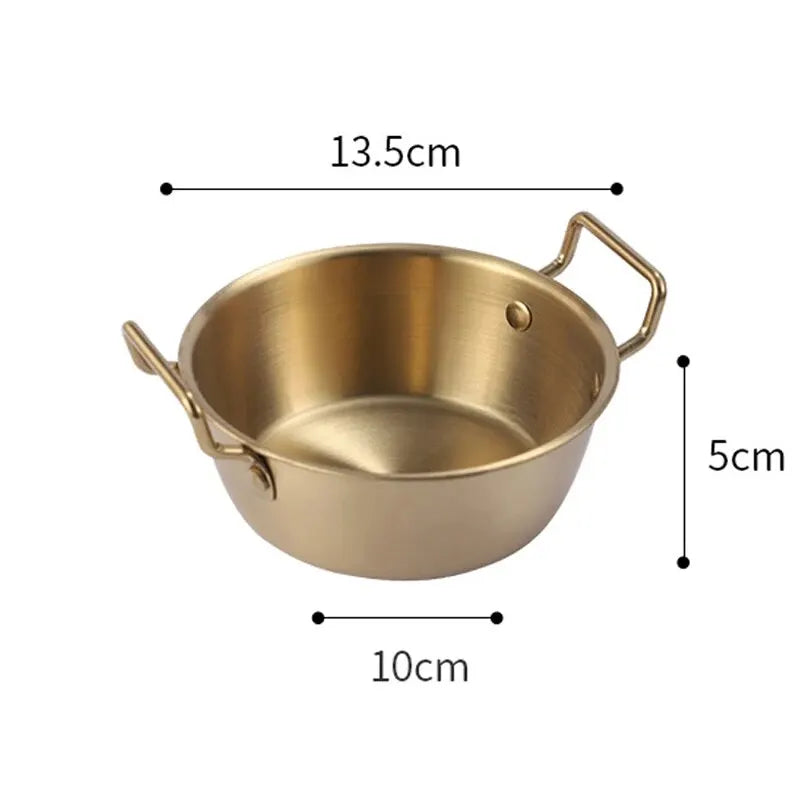 Bol Inox Doré avec Anse Anti brûlure – 12 à 14 cm mesurer 13,5 cm de largeur et 5 cm de hauteur