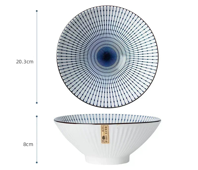 Bol Japonais en Porcelaine – Élégance Zen et Artisanat avec une belle finition en bleu et des dimensions précises