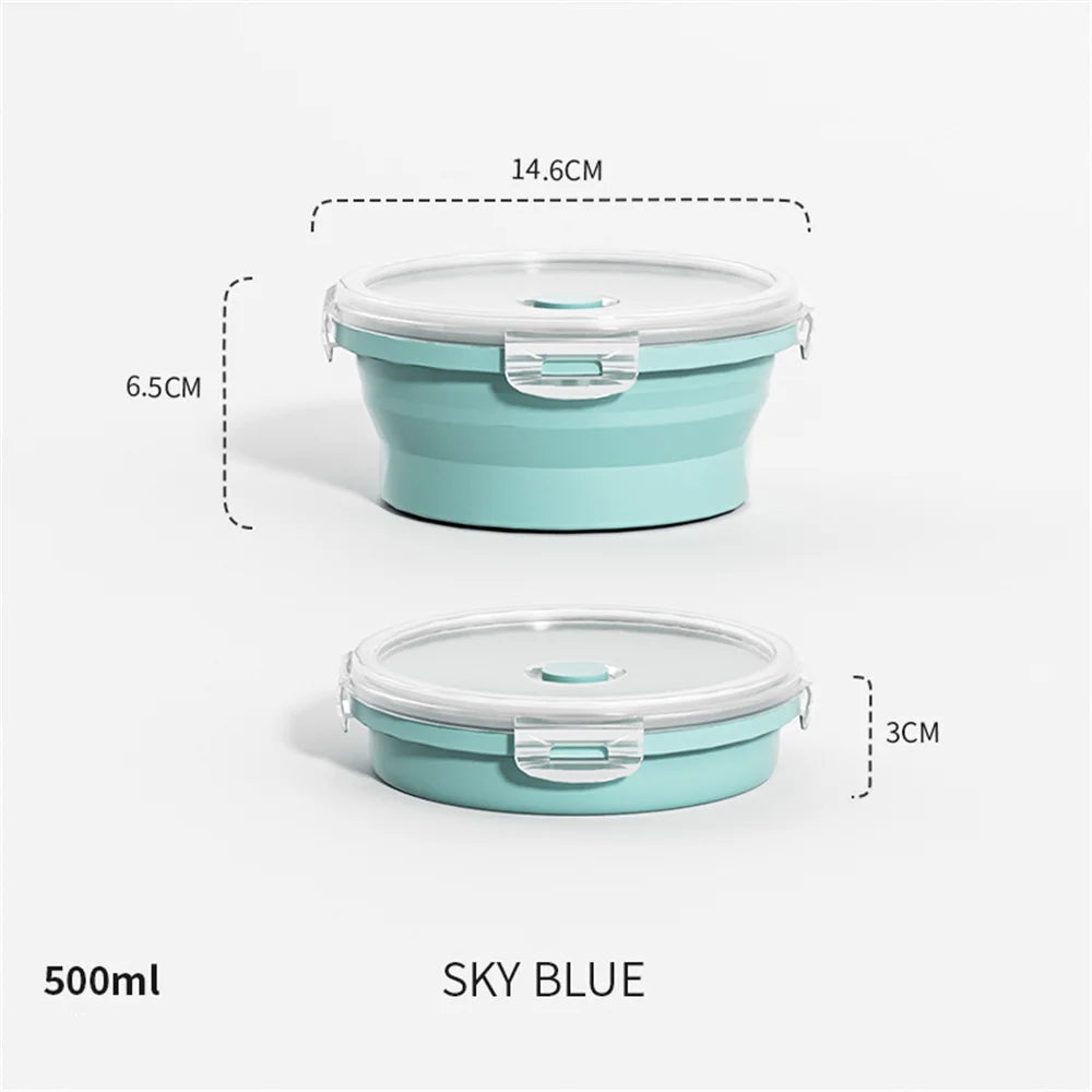 Bol Silicone avec Couvercle – Rond, Souple et Durable en silicone bleu ciel de 500ml