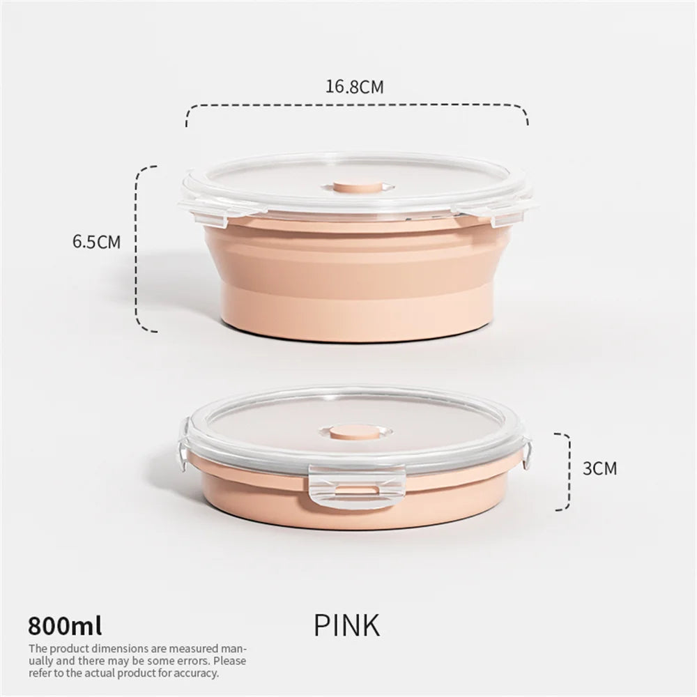 Bol Silicone avec Couvercle – Rond, Souple et Durable de couleur rose avec capacité 800 ml et dimensions visibles