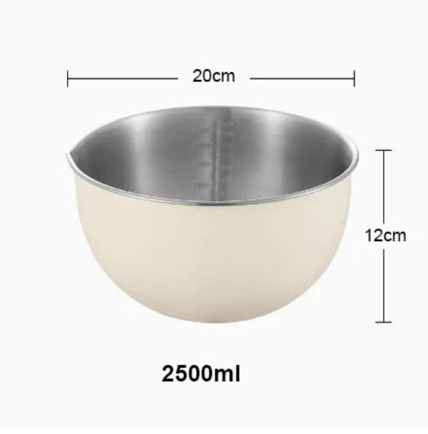 Bols Inox Blanc – Lot 3 Tailles pour Cuisine Pro bol inox 2500ml blanc mat avec dimensions 20cm par 12cm