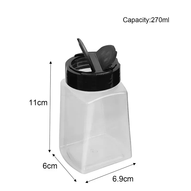 Bouteille à Épices Hermétique 270/900 ml en plastique transparent avec couvercle noir et dimensions compactes