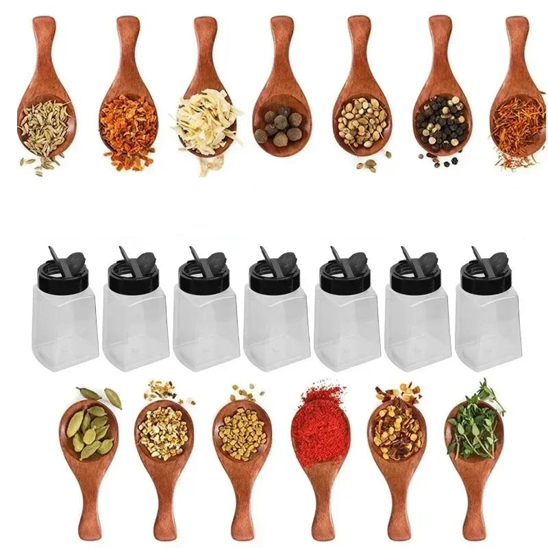 Bouteille à Épices Hermétique 270/900 ml avec cuillères en bois et différentes épices pour cuisine