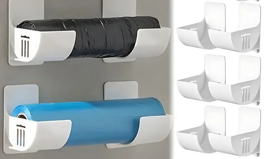 Supports muraux blancs pour rouleaux de sacs et film Clips Multifonctions Plastique HIPS – Lot Organisateur 2-20 pcs.