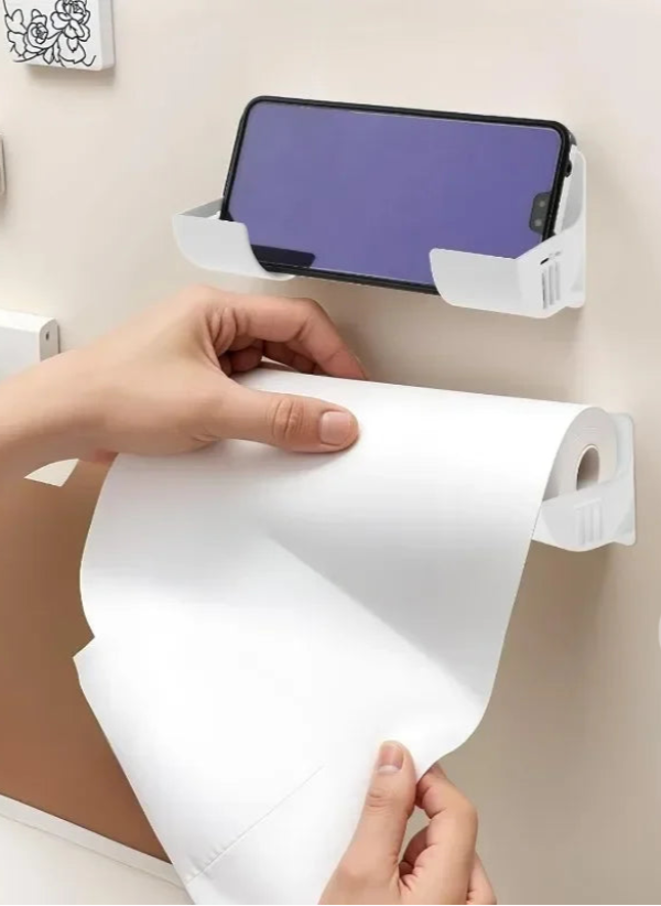Clips Multifonctions Plastique HIPS – Lot Organisateur 2-20 pcs. supports muraux blancs tenant rouleau de papier et smartphone