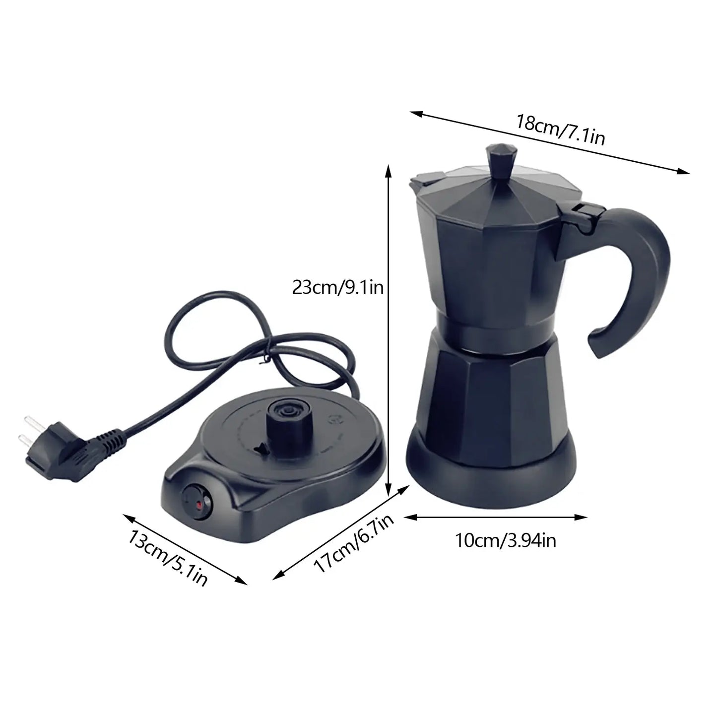 Cafetière Moka Électrique Bymaocar 300ml avec design élégant, idéale pour préparer un café savoureux