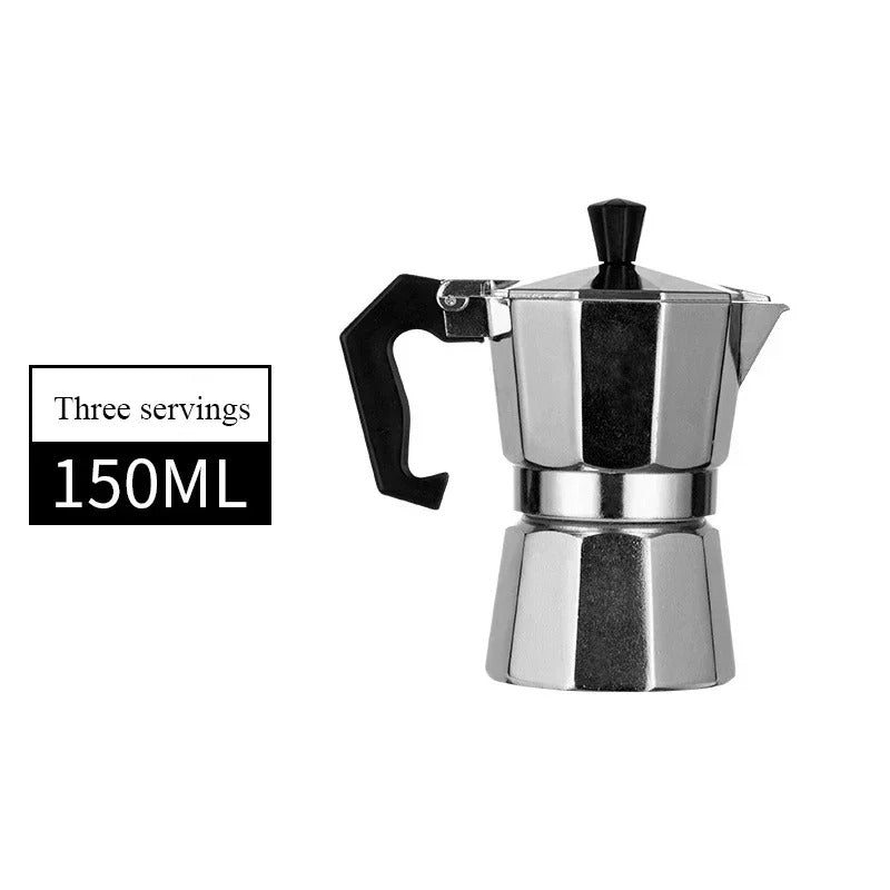 Cafetière Italienne en Aluminium pour Gazinière offrant trois tasses de café avec une capacité de 150ML