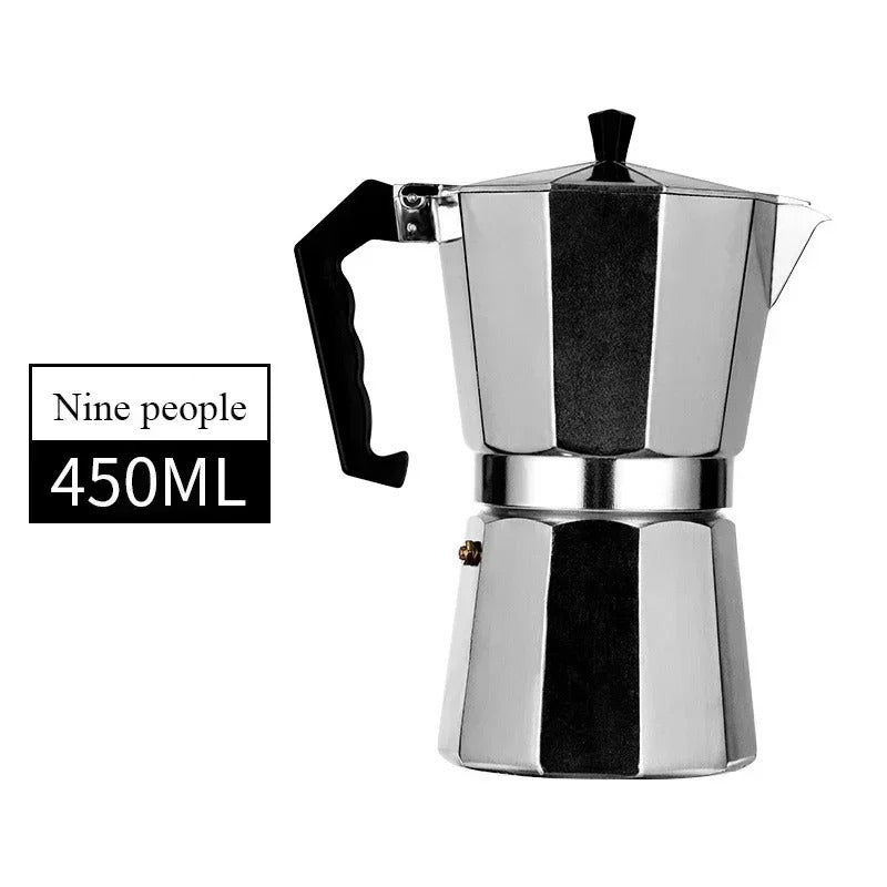 Cafetière Italienne en Aluminium pour Gazinière de 450ML pour neuf personnes, élégante et durable
