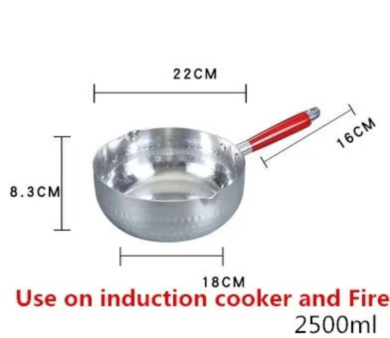 Casserole antiadhésive aluminium de 2500ml, compatible induction et gaz, avec poignée rouge ergonomique