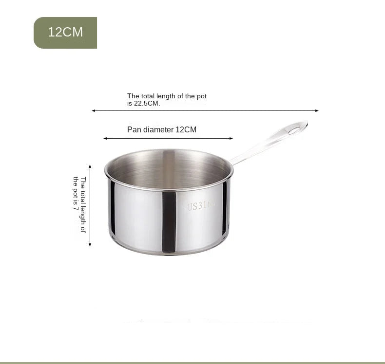 Casserole en acier inoxydable de qualité supérieure 12/14/16 cm avec un design élégant et une poignée confortable