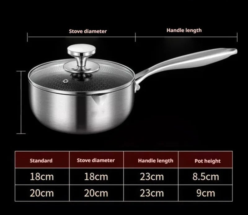 Casserole Inox 316 Sans Revêtement avec couvercle et poignée ergonomique pour une cuisson optimale