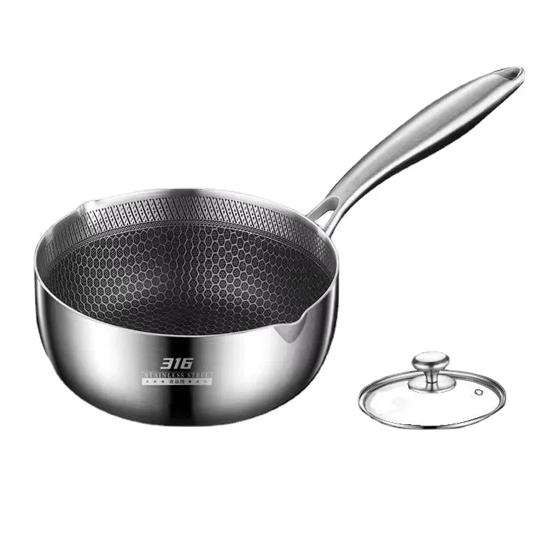 Casserole Inox Antiadhésive avec Couvercle Verre – Tous Feux 18-24 cm au design élégant et durable