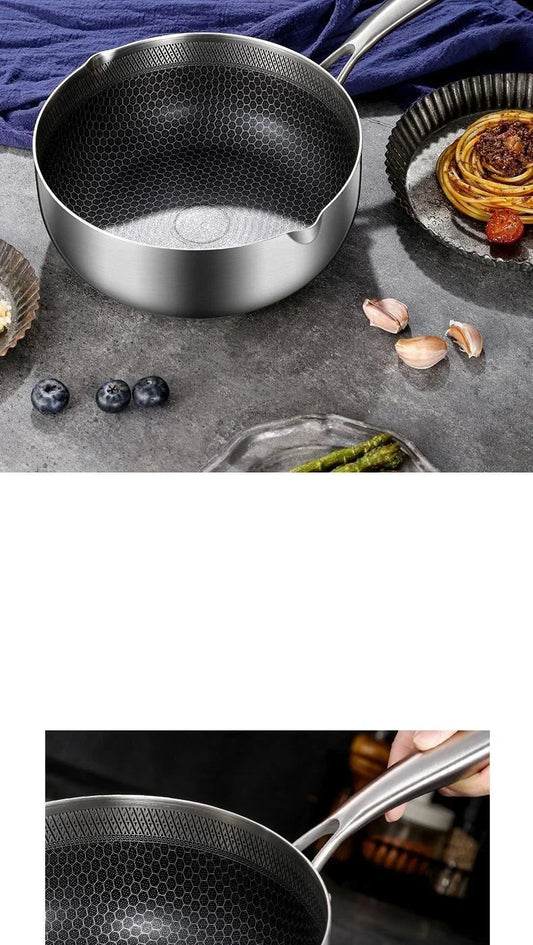 Casserole Inox Antiadhésive avec Couvercle Verre – Tous Feux 18-24 cm avec intérieur texturé pour une cuisson idéale