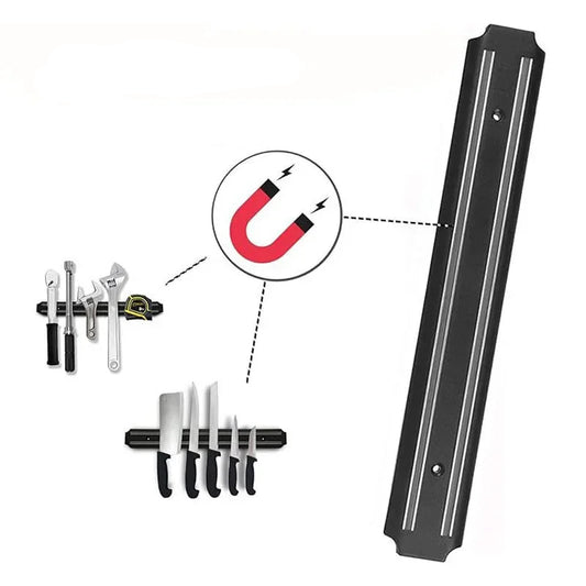 Barre Magnétique Couteaux Inox – 20/33/38 cm. Support mural magnétique noir pour couteaux et outils de cuisine et atelier