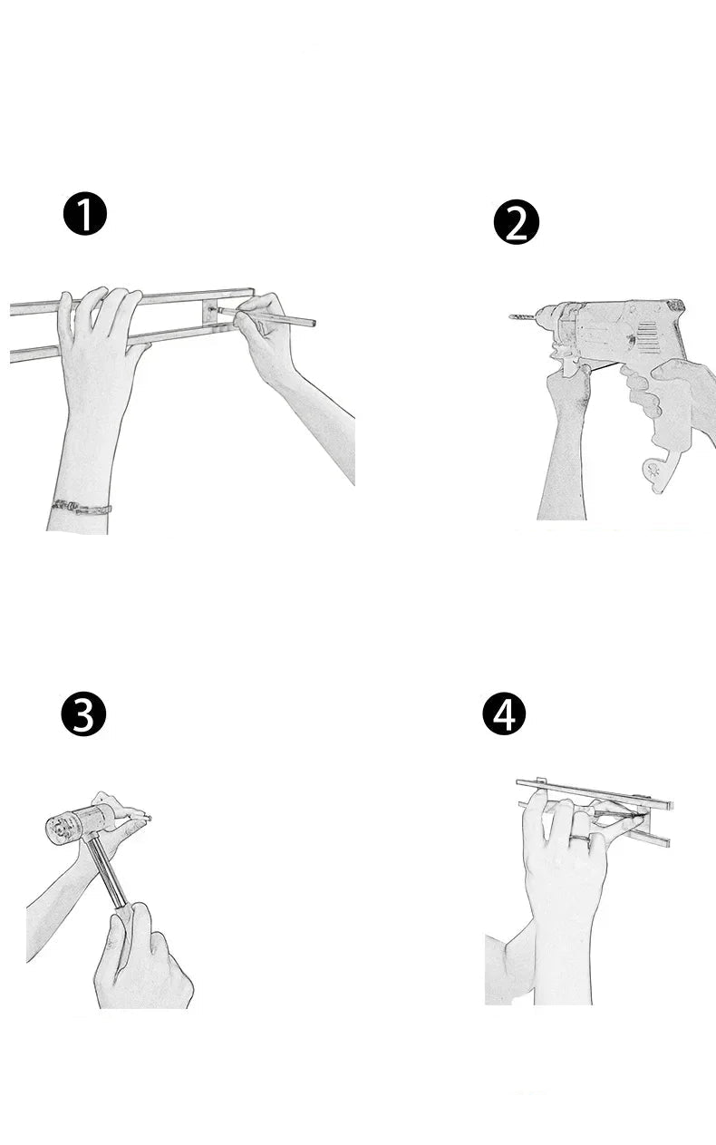 Guide 4 étapes pour installer la Barre Magnétique Couteaux Inox – 20/33/38 cm sur mur: marquer, percer, cheviller, fixer
