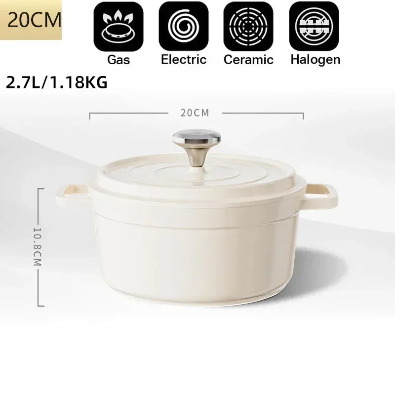 Cocotte Antiadhésive 20 cm – Tous Feux Induction crème avec couvercle pour gaz électrique céramique halogène