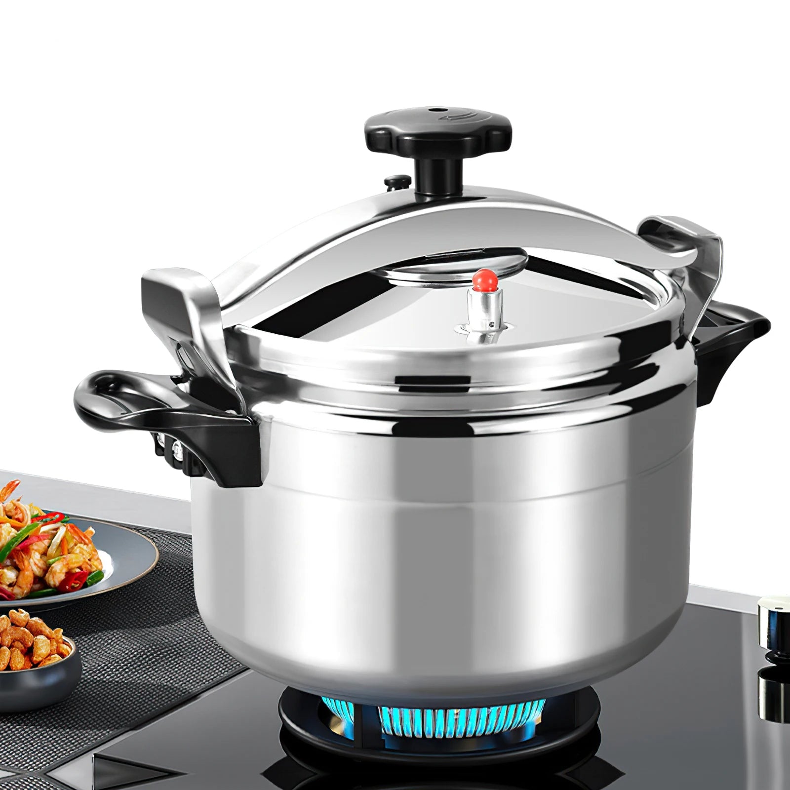 Cocotte-Minute 3L/7L en Aluminium Ustensile de chef sur plaque de cuisson avec poignée noire