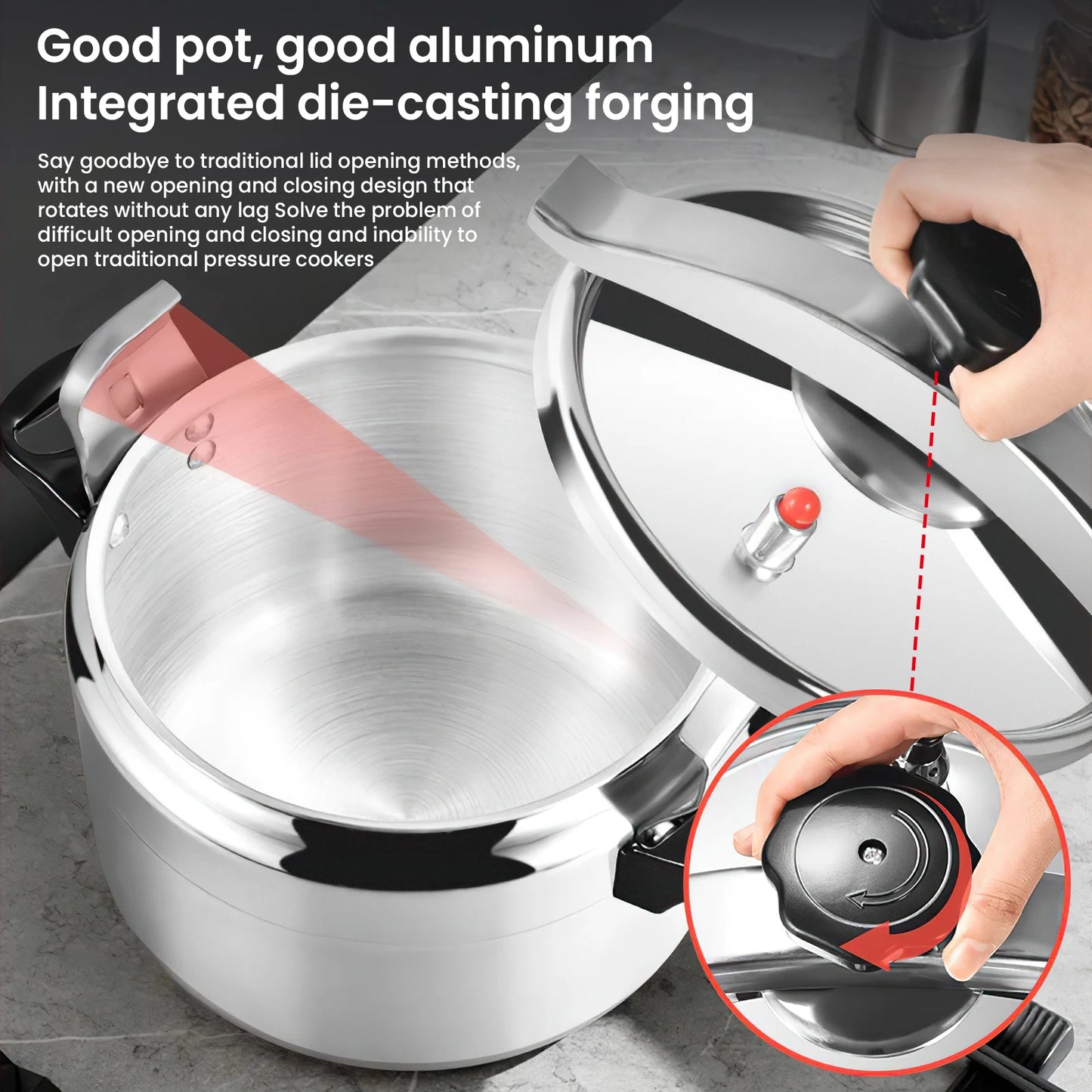 Cocotte-Minute 3L/7L en Aluminium Ustensile de chef avec couvercle innovant et système d'ouverture facile