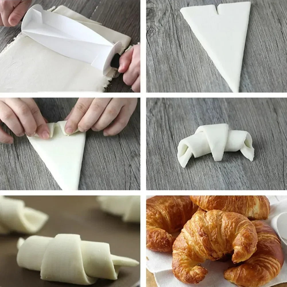 Coupe-Pâte à Croissants – Rouleau de Découpe en action pour réaliser des croissants faits maison