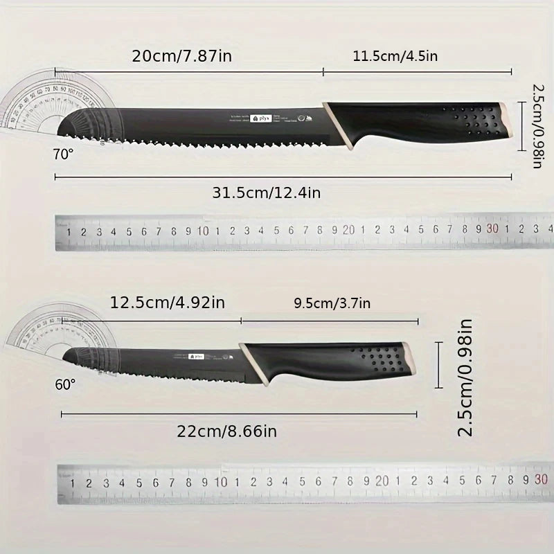 Couteau à Pain PLYS – Lame Inox 12.5/20 cm – Tranchant et Durable avec échelle de mesure