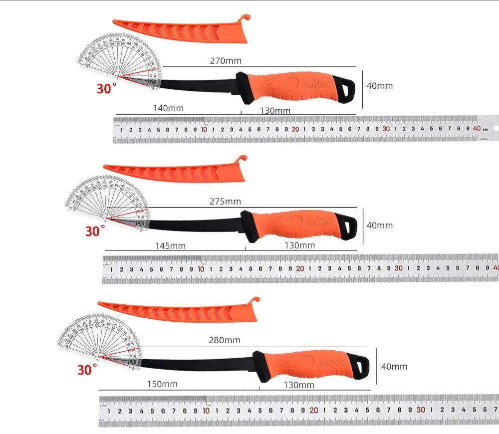 Couteau à Poisson Pro – Lame Inox Ultra Tranchante 5 à 9 pouces avec poignée orange et protège-lame