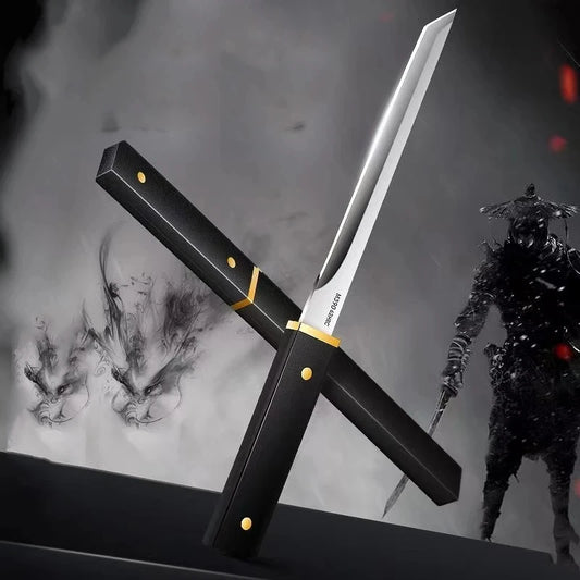 Couteau Utilitaire 8 cm – Tranchant, Léger & Polyvalent par Ustensile de chef avec poignée noire et lame brillante