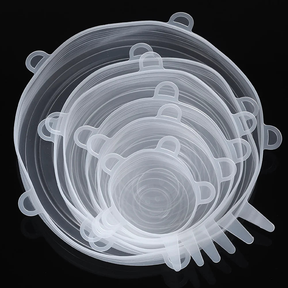 Ustensile de chef Couvercles Silicone Étanches – 6 / 12 pièces Réutilisables couvercles extensibles transparents