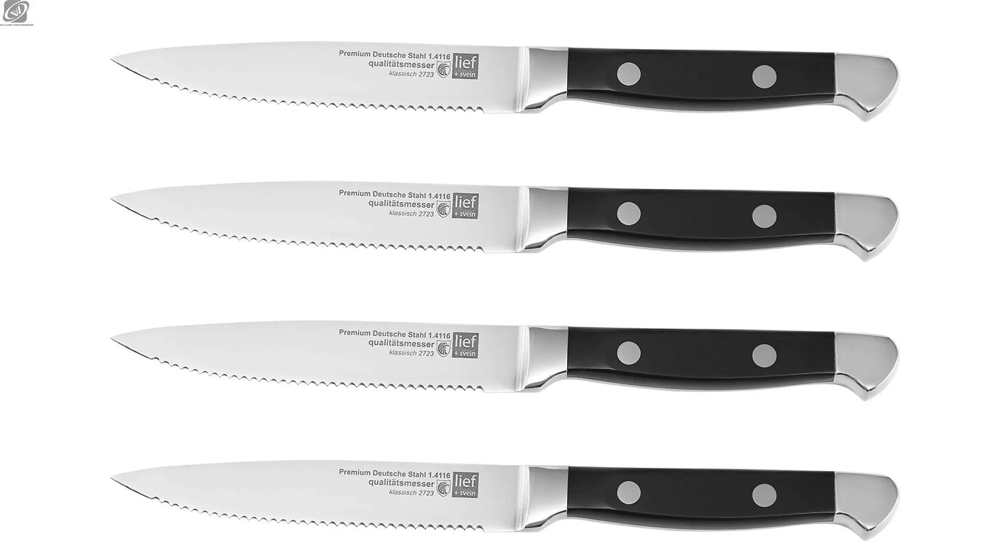 Set de quatre couteaux de chef en acier inoxydable avec poignées confortables, Couverts Élégants Choix Couteaux, Fourchettes ou Cuillères.
