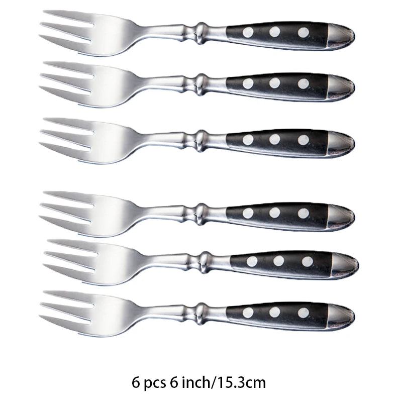 Couverts Élégants Choix Couteaux, Fourchettes ou Cuillères, ensemble de six fourchettes avec poignées à pois