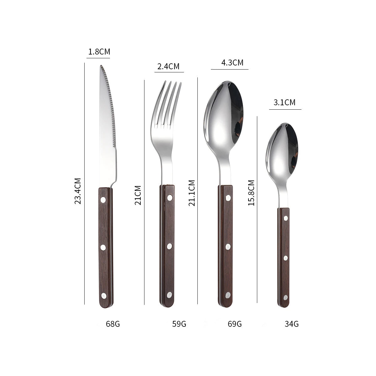 Couverts en Inox – Set Élégant 1 personne avec couteau, fourchette et cuillère au design moderne
