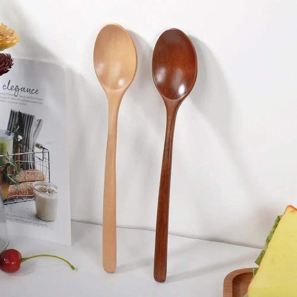 Cuillère en Bois Phoebe Ustensile Cuisine 23,5 cm en bois clair et foncé pour la préparation des repas