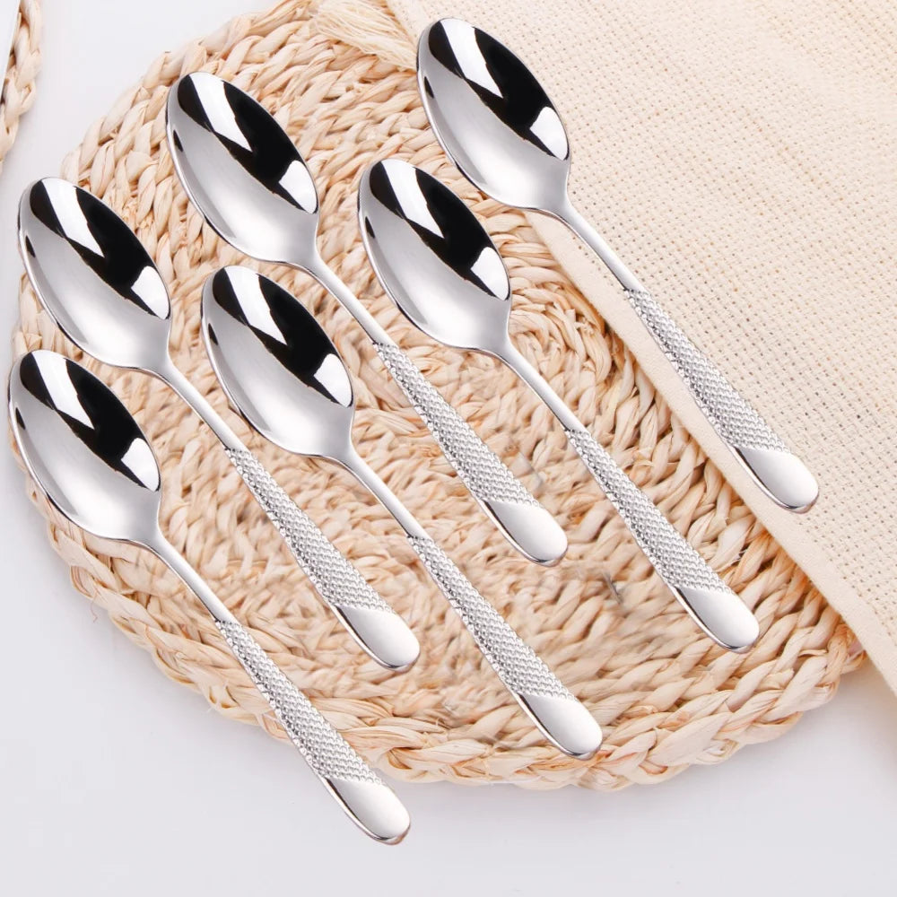 Set de 6 cuillères à soupe Luxe Royal en acier inoxydable avec design élégant et finition brillante