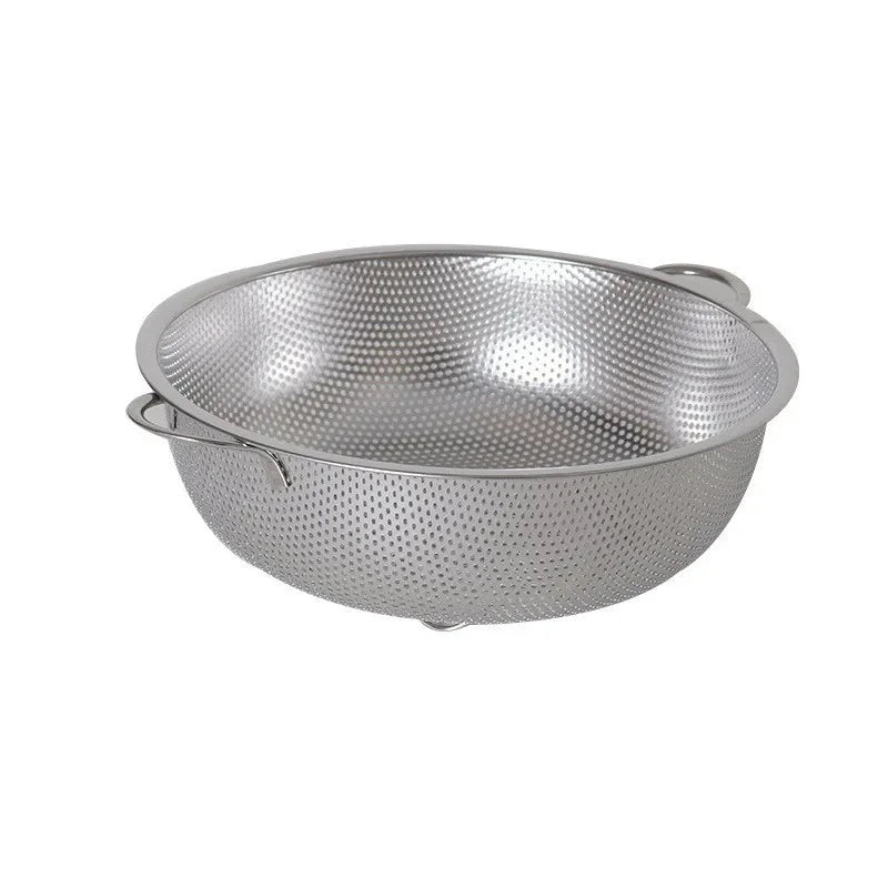 Panier égouttoir inox polyvalent Ustensile de chef passoire ronde en acier inoxydable perforée avec poignées et pieds