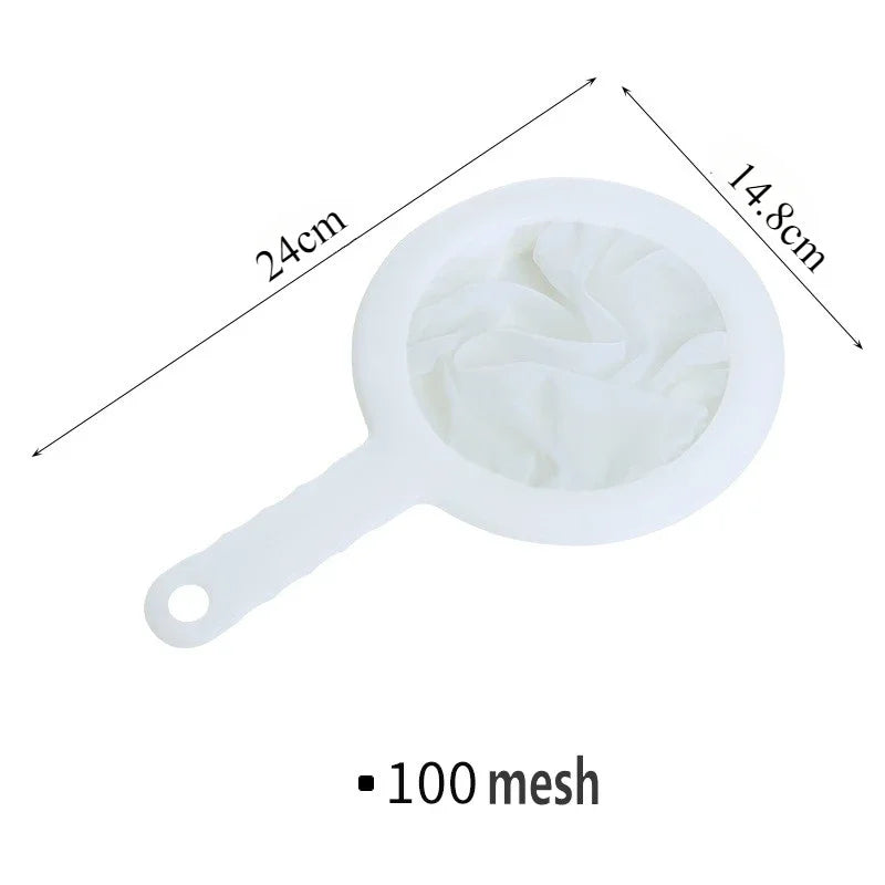 Passoire fine nylon & PP – Filtration précise et durable. passoire blanche 24 cm 100 mesh avec manche sauces