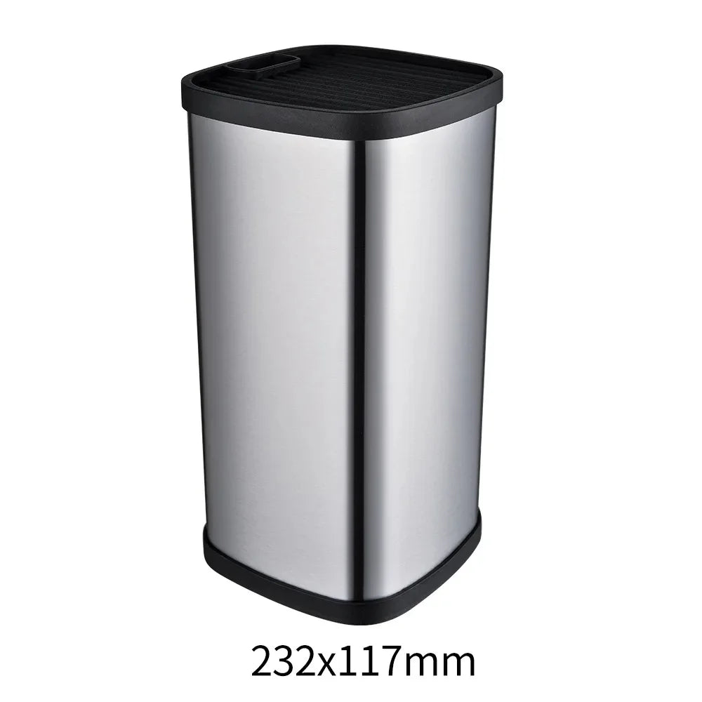 Range-Couteaux Inox Compact – Rangement Cuisine Pratique en acier inox avec dessus noir à fentes, design vertical