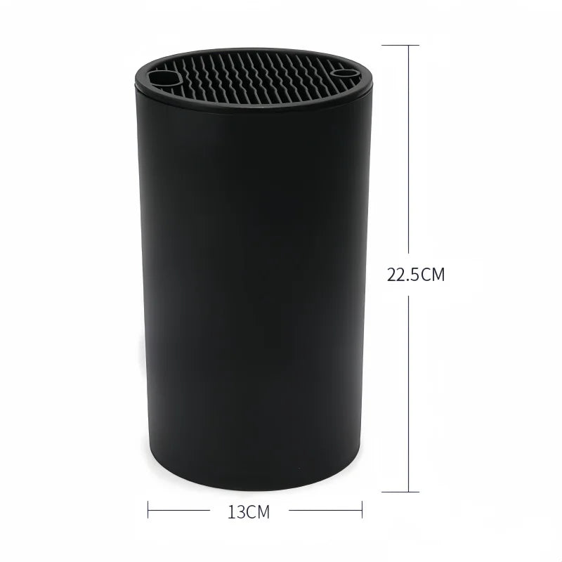 Porte Couteaux Antidérapant — Support Cuisine Durable bloc noir 13 x 22,5 cm insert à lamelles flexibles et base antidérapante
