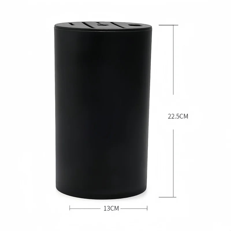 Porte Couteaux Antidérapant — Support Cuisine Durable noir cylindrique 22,5 cm Ustensile de chef pour couteaux