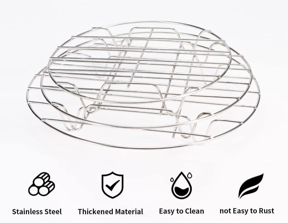 Repose Plat en Acier Inoxydable – Cuisson et Service, grille ronde empilable en acier inoxydable pour rôtis et refroidissement