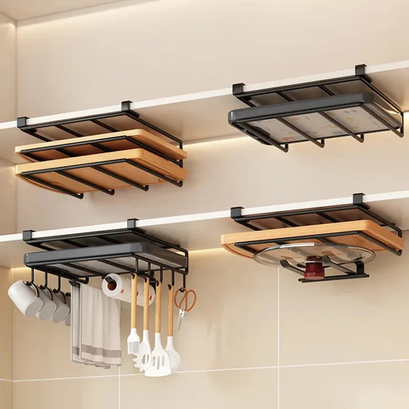Support de Rangement Inox – Cuisine Organisée : rangement plafond pour planches, casseroles, couvercles et ustensiles