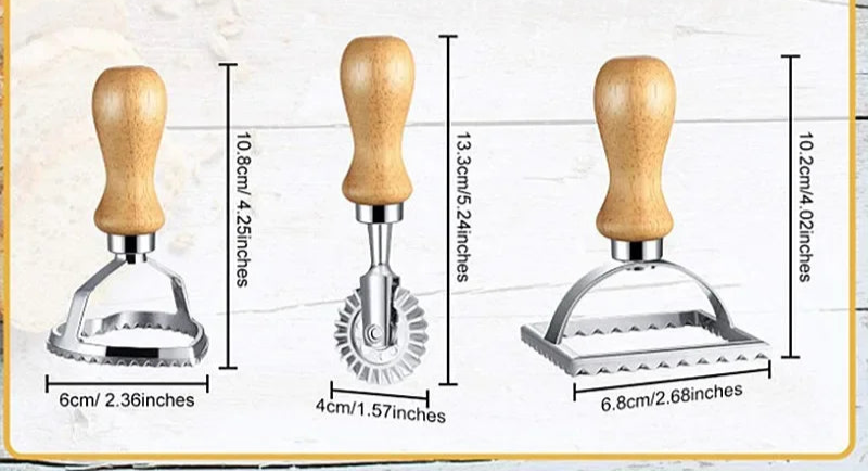 Ustensile de chef ensemble de découpe pâte facile et rapide avec manches en bois et lames variées