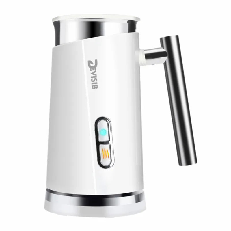 Mousseur à Lait Électrique DEVISIB 3-en-1 300ml 500W en couleur blanche avec poignées en métal
